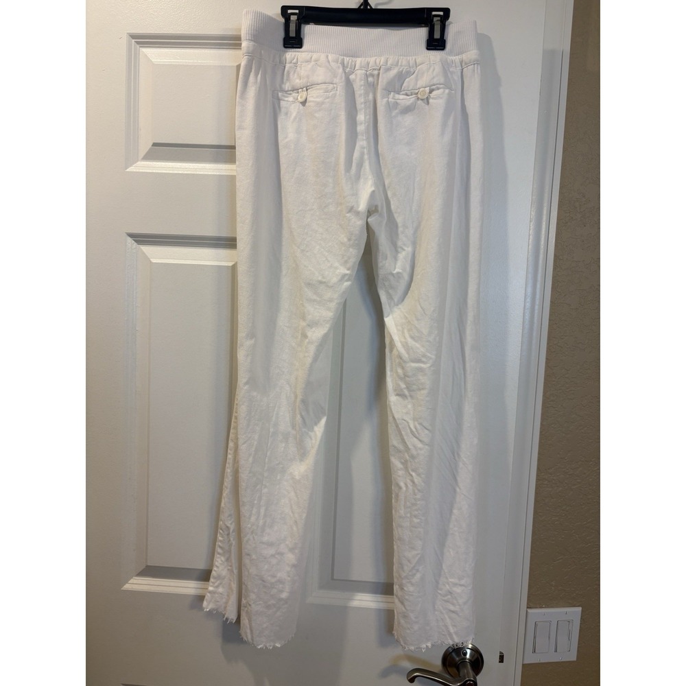 Love Tree White Frayed Hem Linen Blend Pants, Small, Beach Resort - Picture 5 of 10